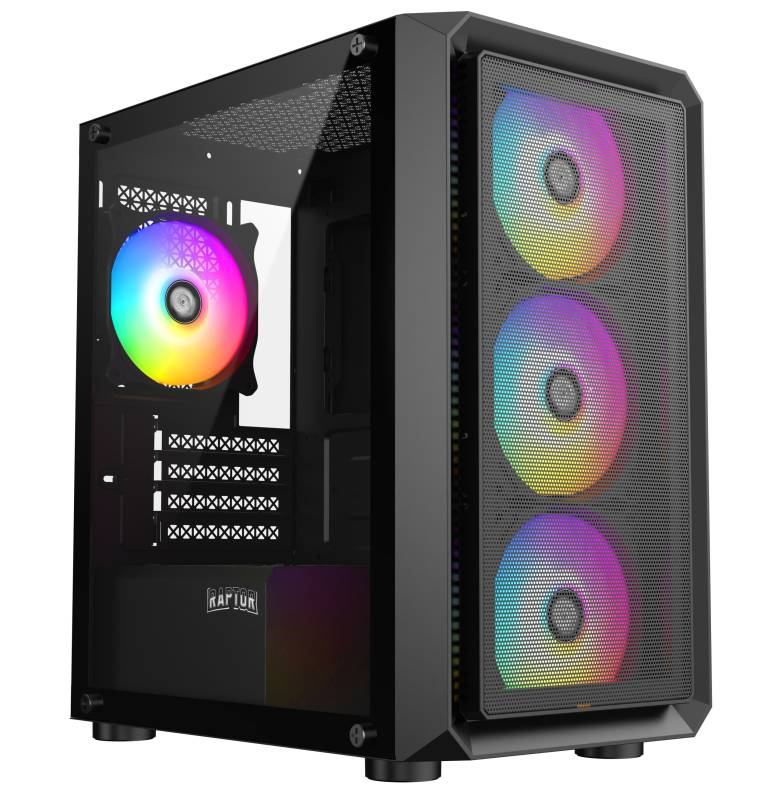 Gabinete Raptor Infinity Mesh TG x2 Mid-Tower RGB Fan x4 (