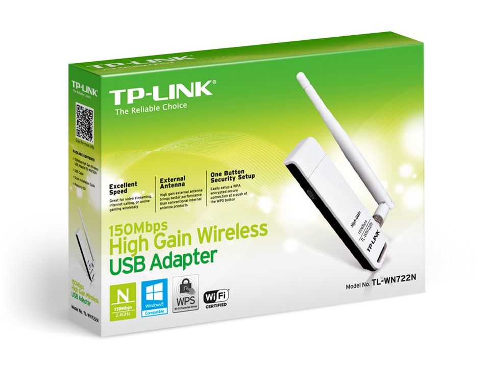 Adaptador USB WiFi 150Mbps TPLINK TL-WN722N Con Antena