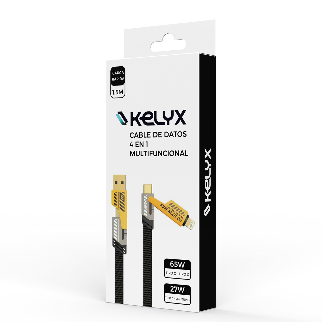 Cable USB 3.0 (A/C-C/C-A/L-C/L) M / M - 1.5Mts 65W 27W Negro - KELYX
