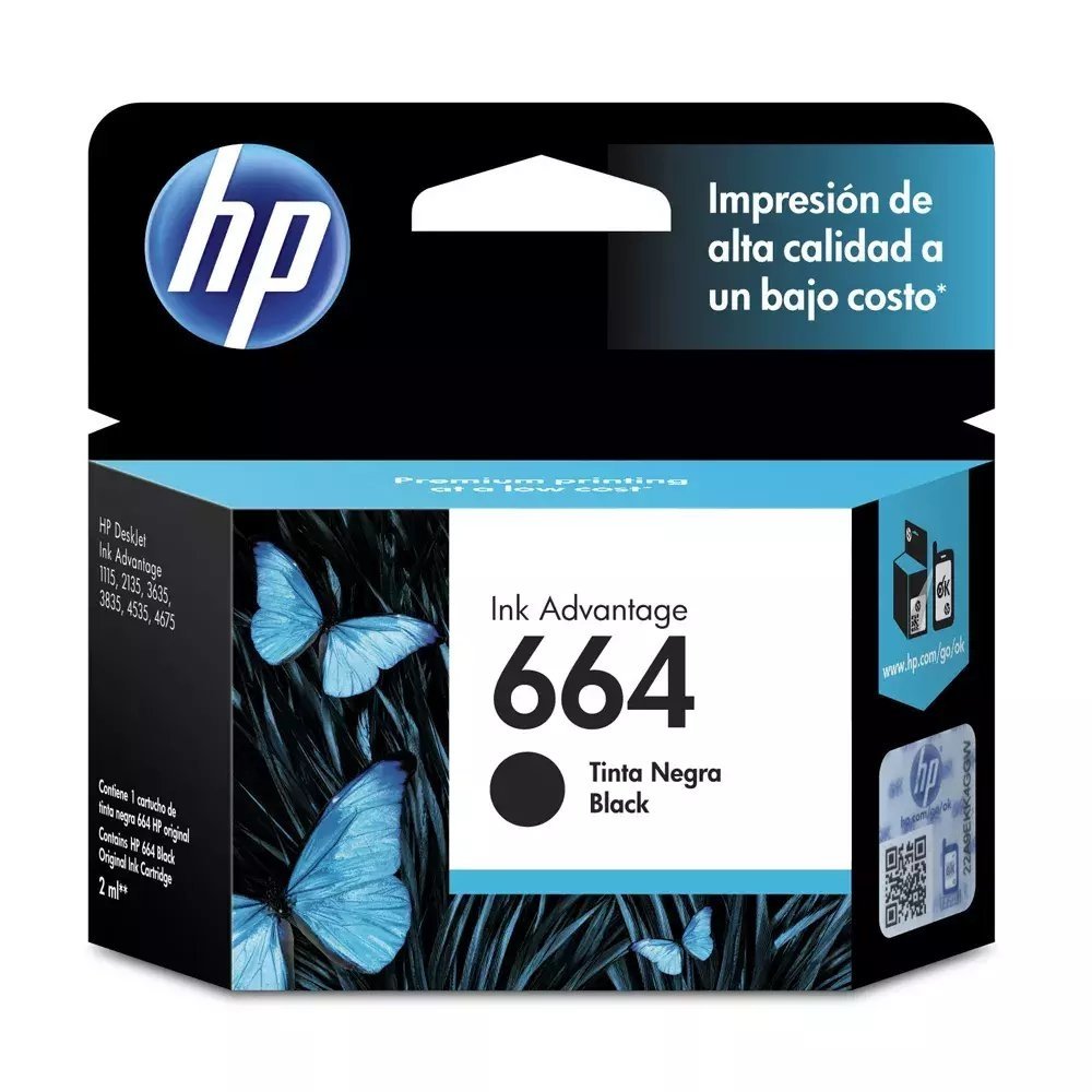 Cartucho Original HP 664 (F6V29AL) Negro