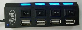 Hub USB 2.0 4 Puertos c/luz e Interruptor