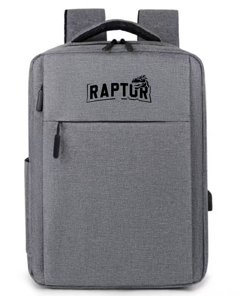Mochila Raptor c/USB p/carga multiples bolsillos Gris