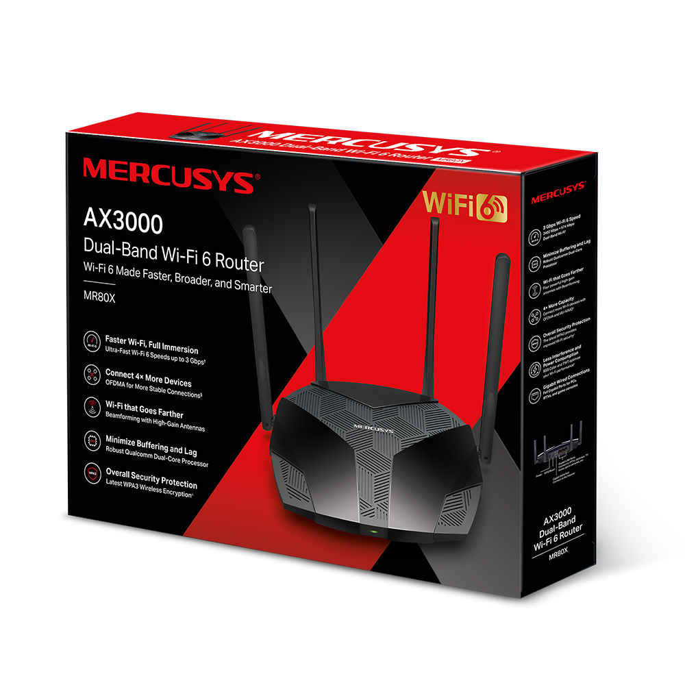 Router inalambrico  2402Mbps AX3000 Dual Band Gigabit 4 Ant MERCUSYS