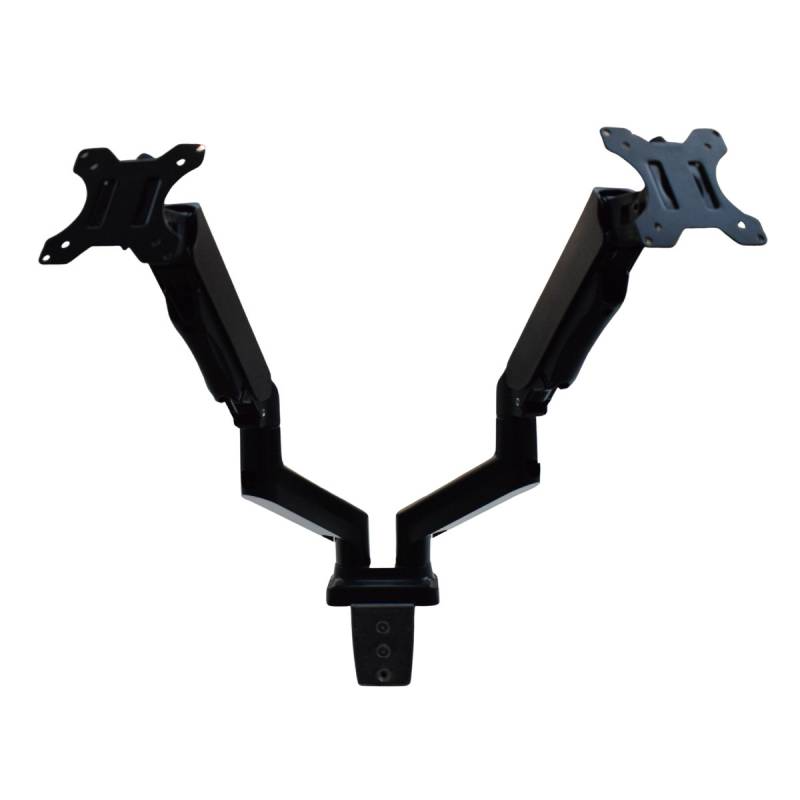Soporte Monitor Doble de Brazo Movible de 13¨ a 32 ¨ VESA 75x75 100x100 hasta 10kg. Color Negro Kit de Instalación y Nivelación Premium Neumático