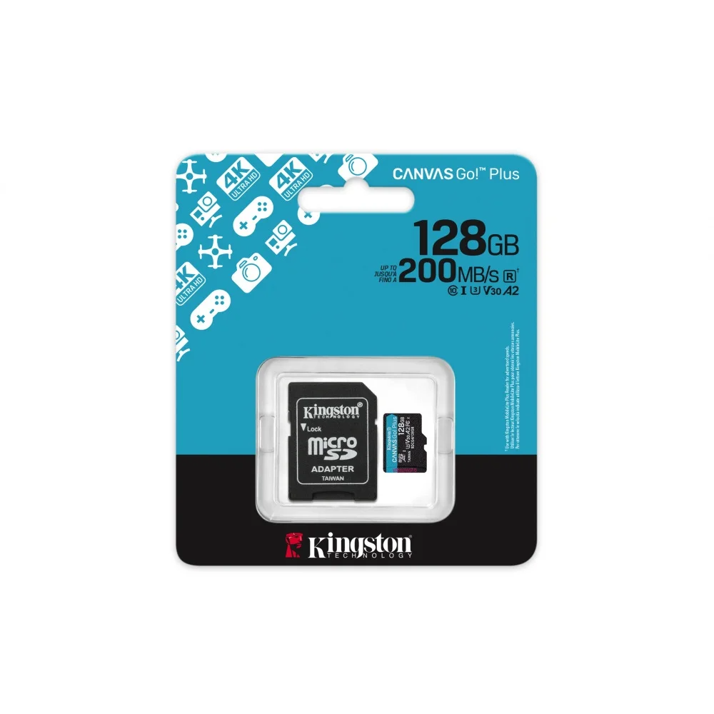 Tarjeta de Memoria MICROSD 128Gb KINGSTON U3 V30 A2 - Canvas GO PLUS G4