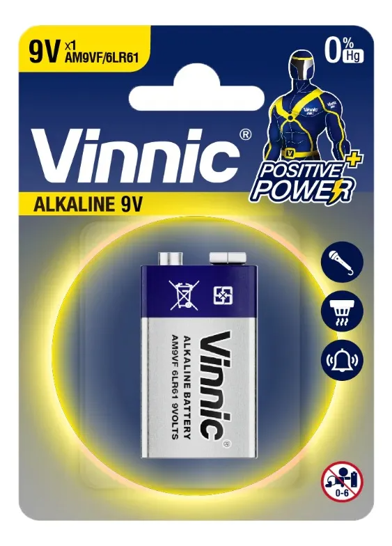 Pila Alcalina 1 Unidad VINIC Bateria 9V