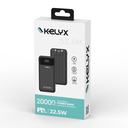 PowerBank 20000 mHa Type-C+USB+Lightning Fast Charge 22.5W Black Slim KELYX