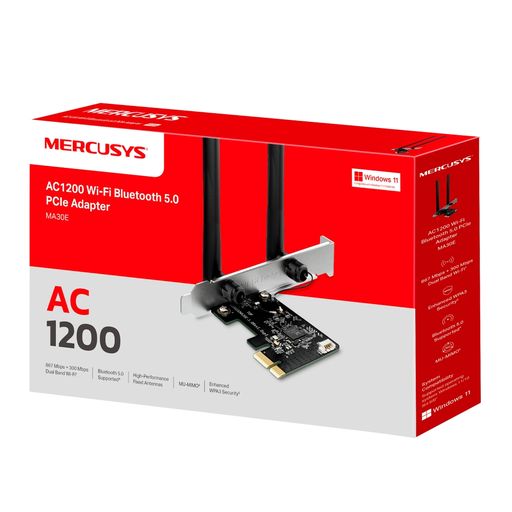 Placa PCI-express WiFi AC1200 867Mbps Mercusys MA30E PCIX 2 Ant