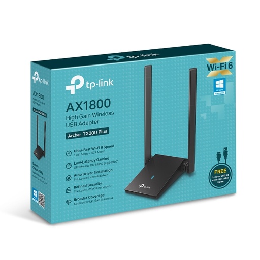 Adaptador USB WiFi 6 1800Mbps AX1800 TPLINK Archer TX20U Plus Dual Band