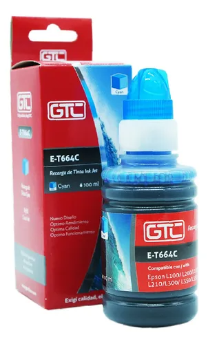 Botella Tinta Alternativa EPSON 664 100ml GTC (C) Cian