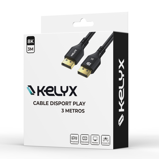 Cable DisplayPort - M M - 3.0Mts 1.4 48Gbps (4K 120Hz/8K 60Hz)  KELYX