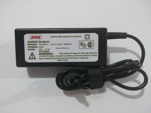 Cargador SHURE (SH-MON-SS) 50w 14.5v 3.50a PIN 5.5 mm x 3,O mm