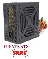 Fuente ATX 550w SHURE Cooler 12CM Negra