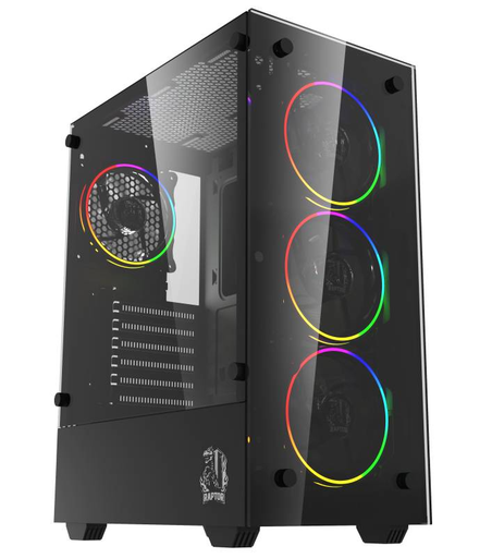 Gabinete Raptor Sentinel TG Mid-Tower RGB Fan x4 w/button control