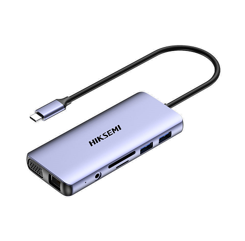 Hub USB C 3.0 11 en 1 HIKSEMI - RJ45 HDMI SD USB 3.0 x2 / USB 2.0 x2